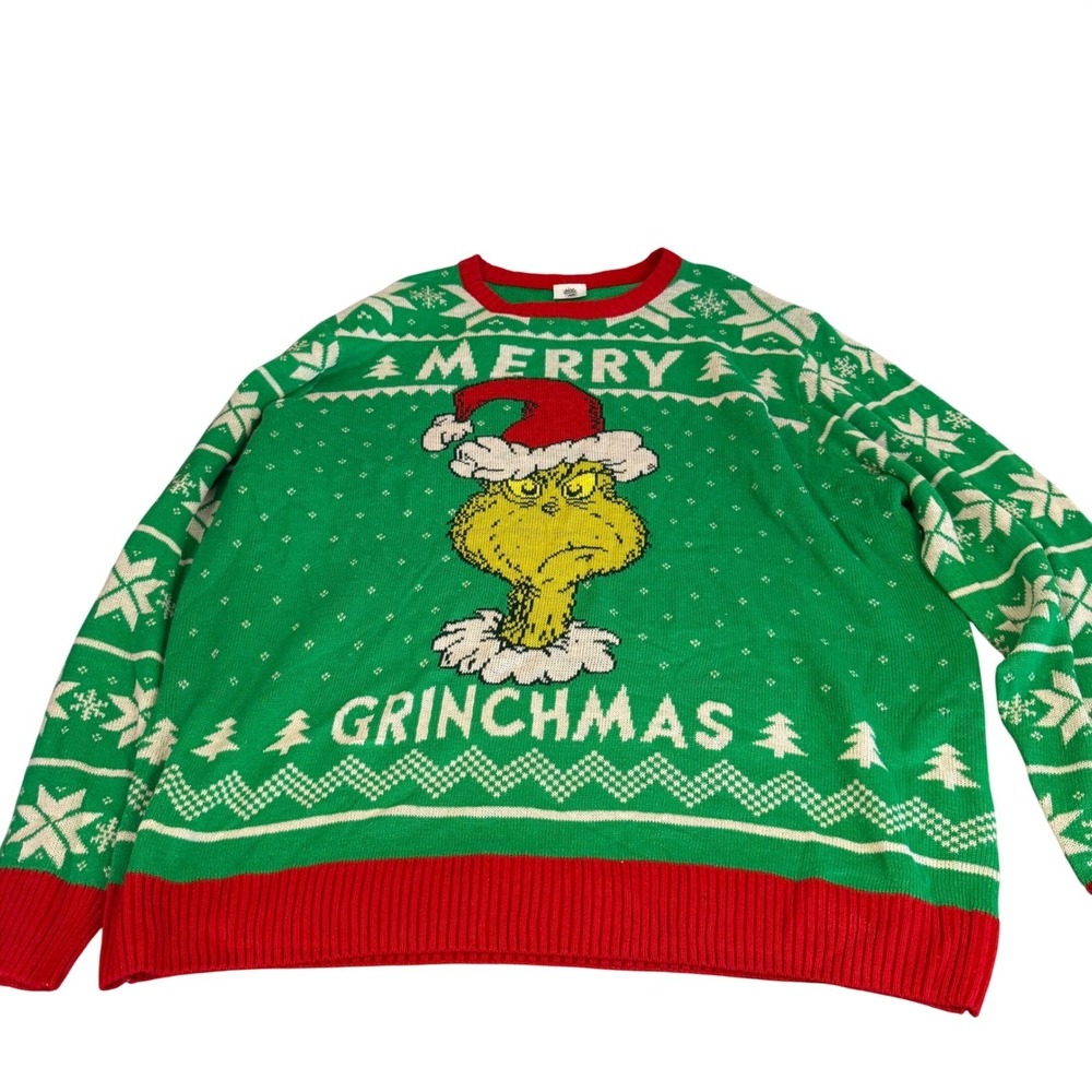 Dr Seuss The Grinch Merry Grinchmas Ugly Christmas Sweater Mens 3XL Green Red